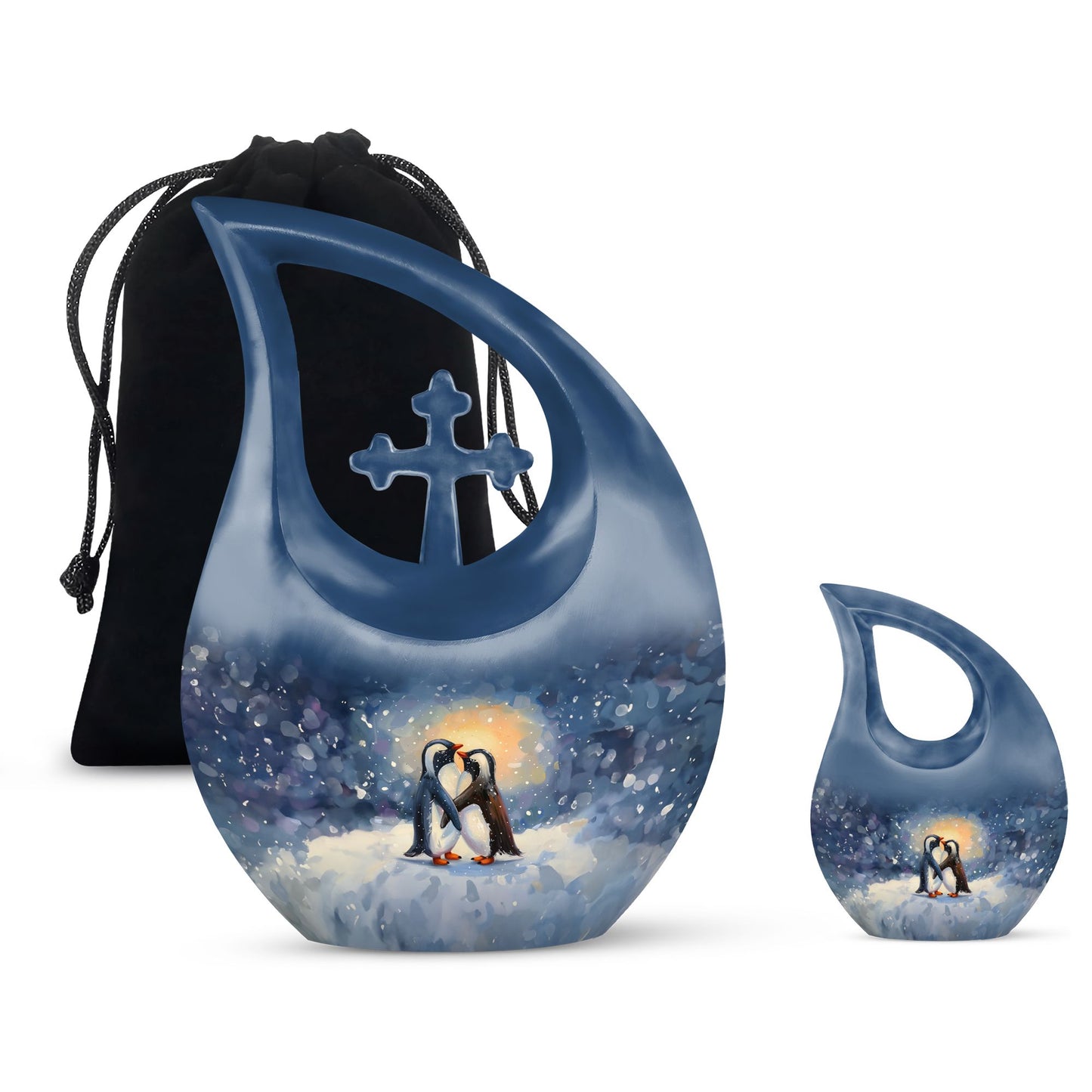 Personalized Penguin Keepsake Urn for Human Ashes - 10-inch, 200 cu in - Yatskia