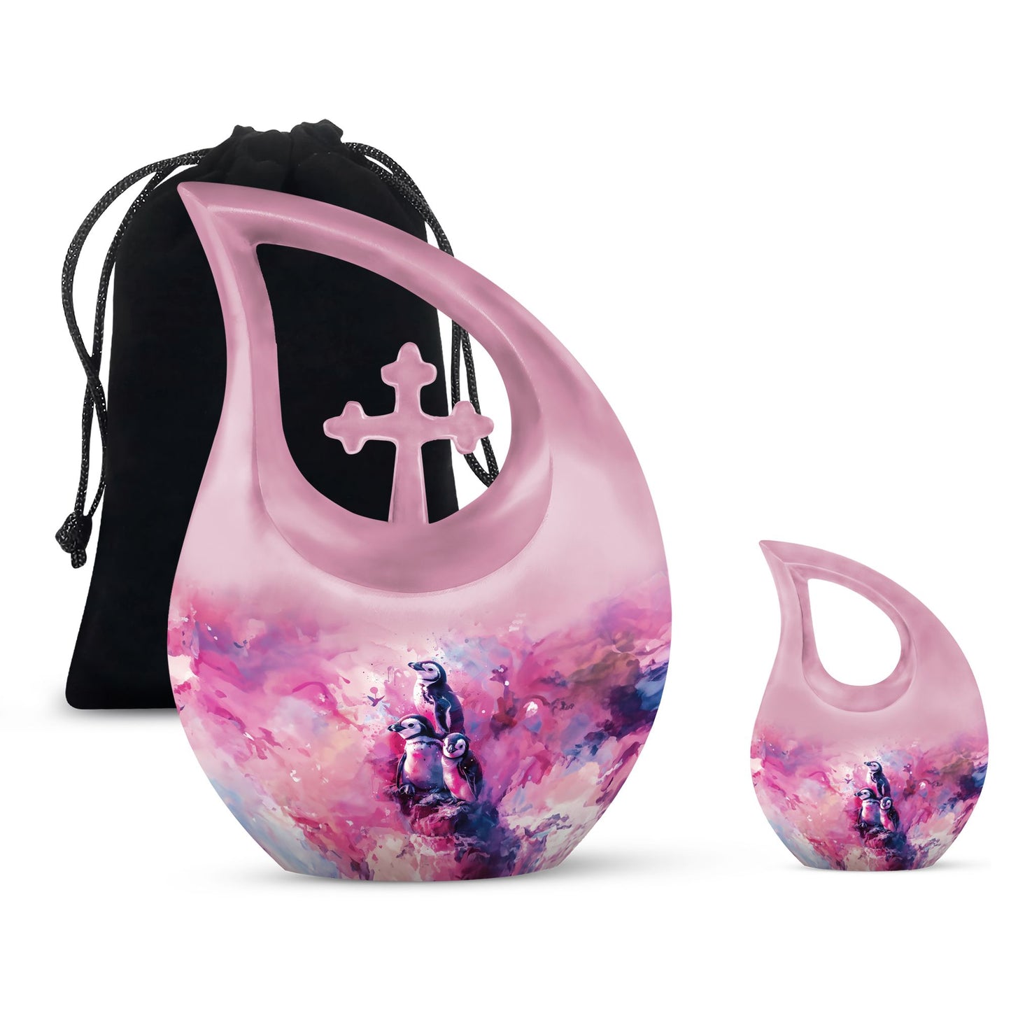 Personalized Penguin Keepsake Urn for Human Ashes - 10-inch, 200 cu in - Yatskia