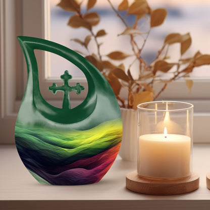 Abstract Cross Drop Medium Size Memorial Urn