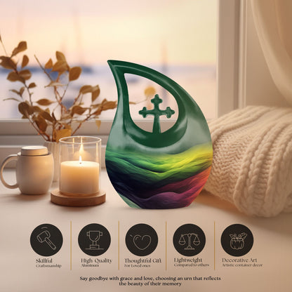 Abstract Cross Drop Medium Size Memorial Urn