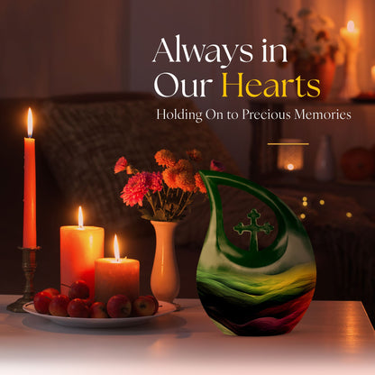 Abstract Cross Drop Medium Size Memorial Urn