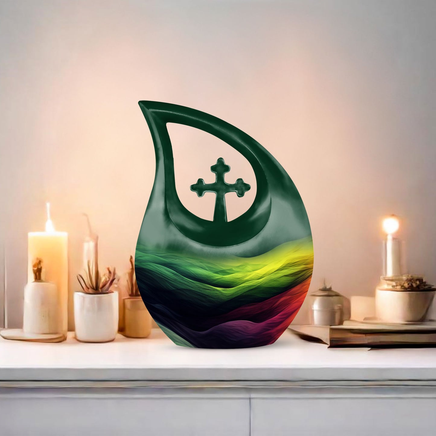 Abstract Cross Drop Medium Size Memorial Urn
