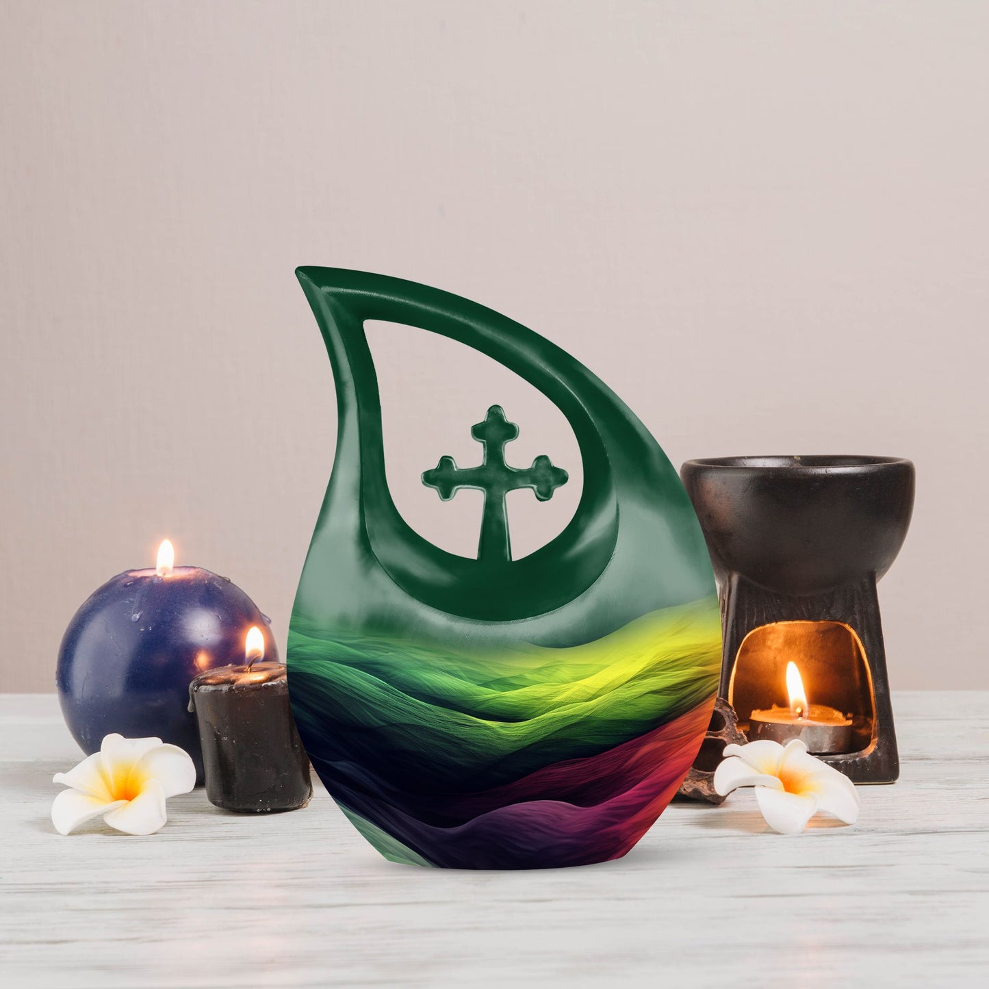 Abstract Cross Drop Medium Size Memorial Urn