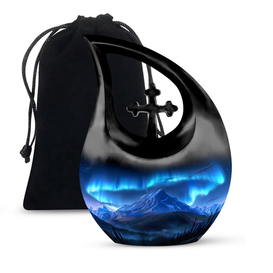 Cross Drop Arora Borealis urn