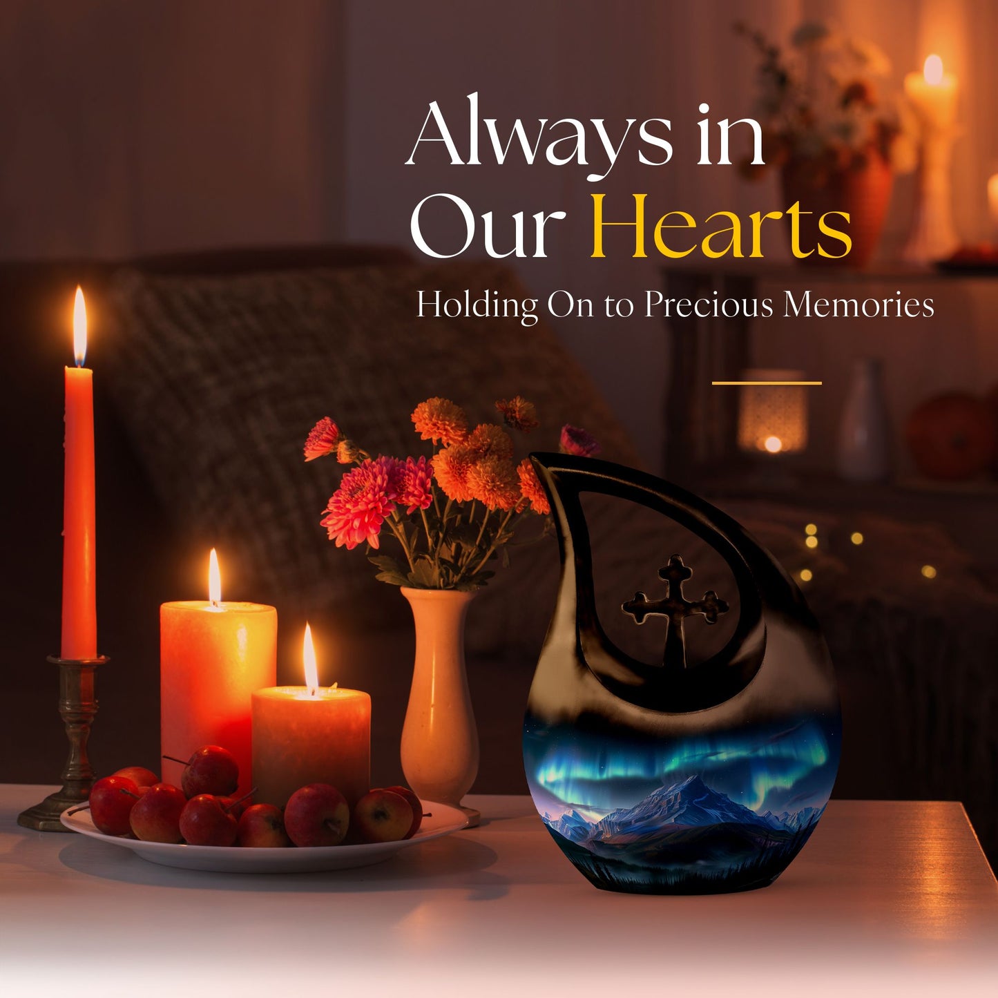Cross Drop Arora Borealis urn