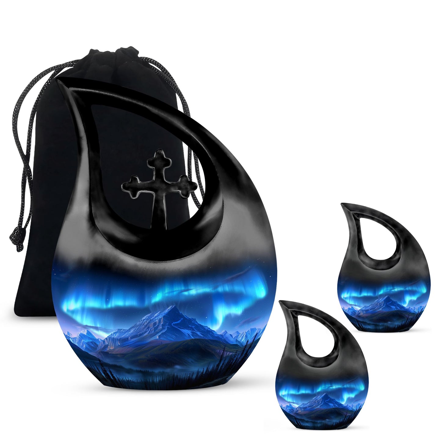 Cross Drop Arora Borealis urn