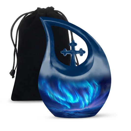 Extra Large Aurora Borealis Cross-Drop urn