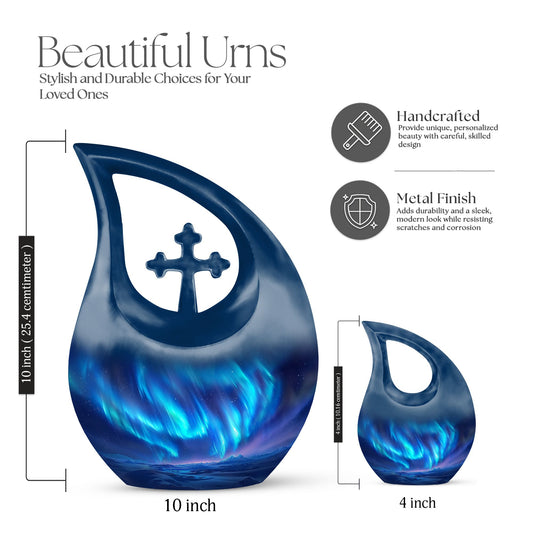 Extra Large Aurora Borealis Cross-Drop urn