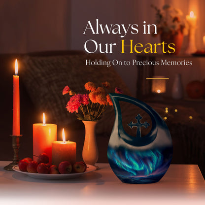 Extra Large Aurora Borealis Cross-Drop urn