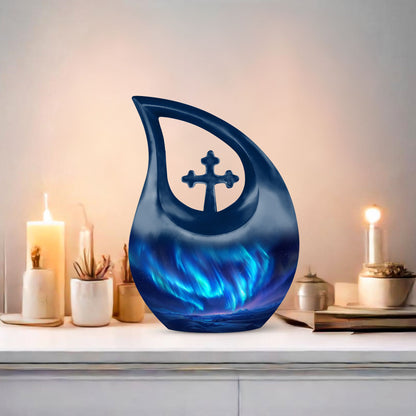 Extra Large Aurora Borealis Cross-Drop urn