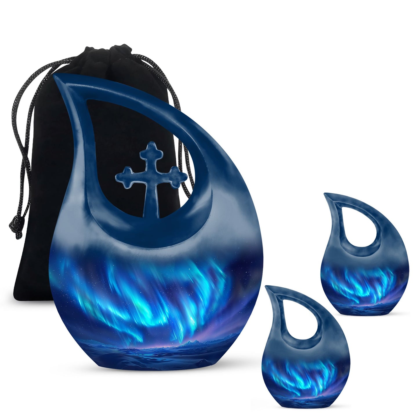 Extra Large Aurora Borealis Cross-Drop urn