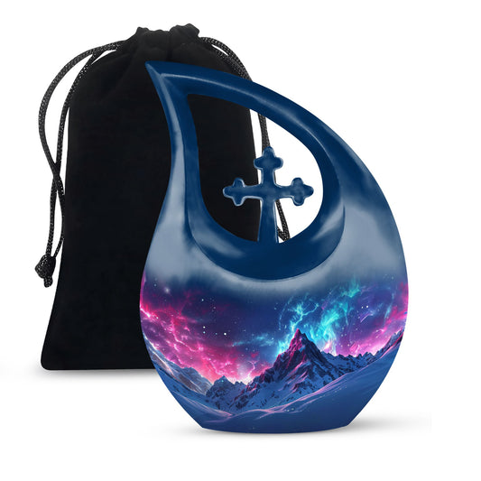 Blue Aurora Borealis Urn