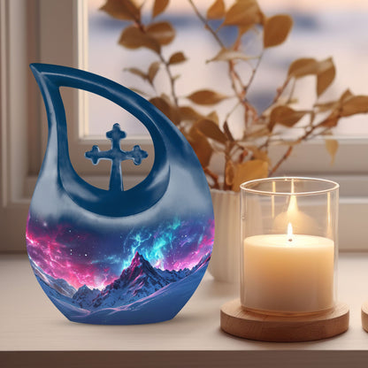 Blue Aurora Borealis Urn