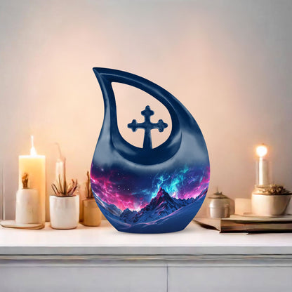 Blue Aurora Borealis Urn