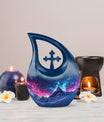 Blue Aurora Borealis Urn