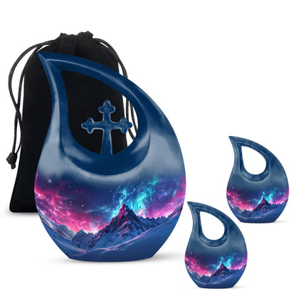Blue Aurora Borealis Urn