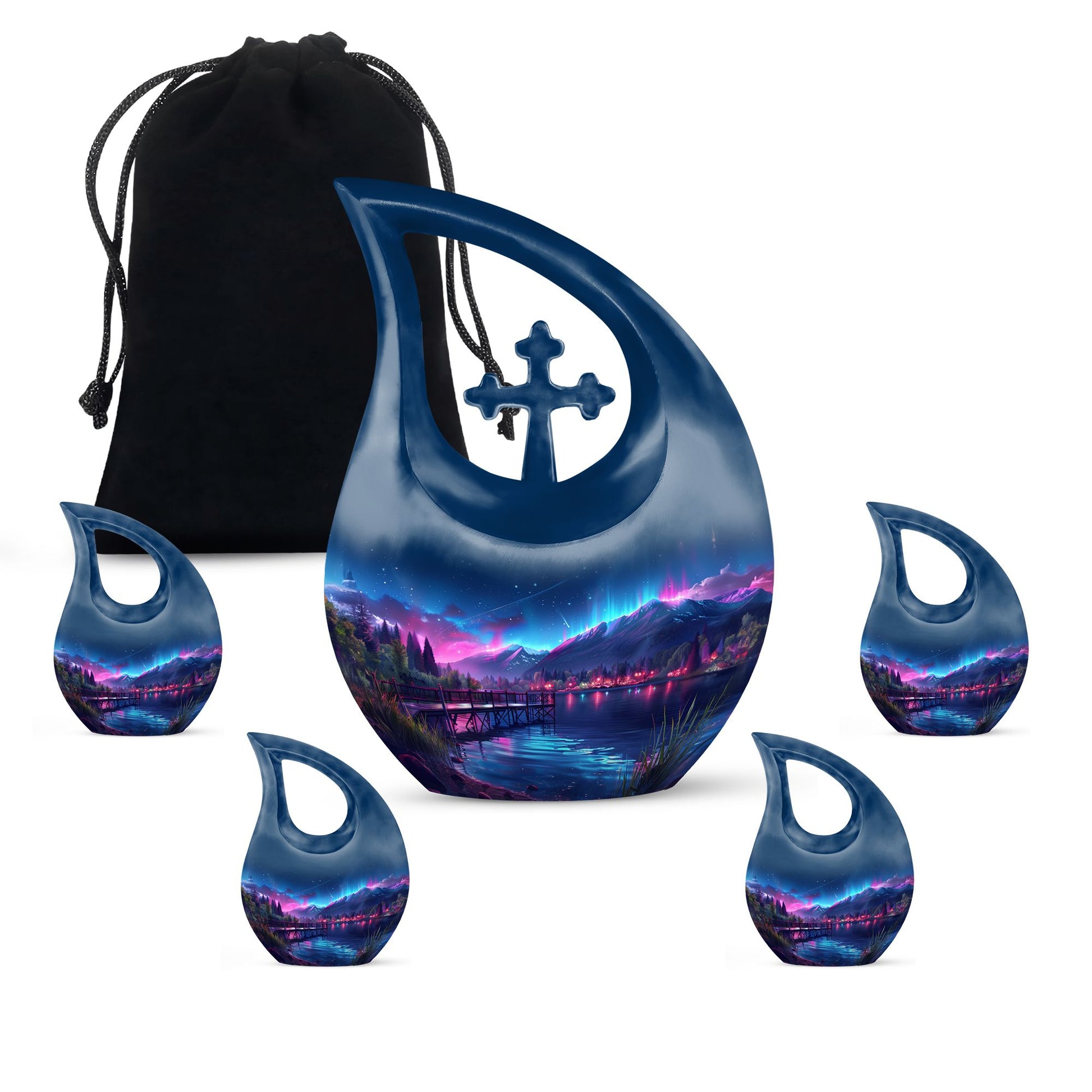 Aurora Borealis Metal Cremation Urn