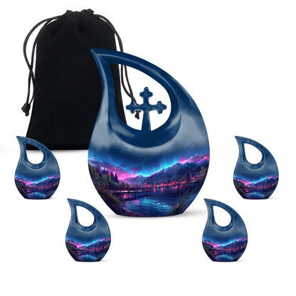 Aurora Borealis Metal Cremation Urn