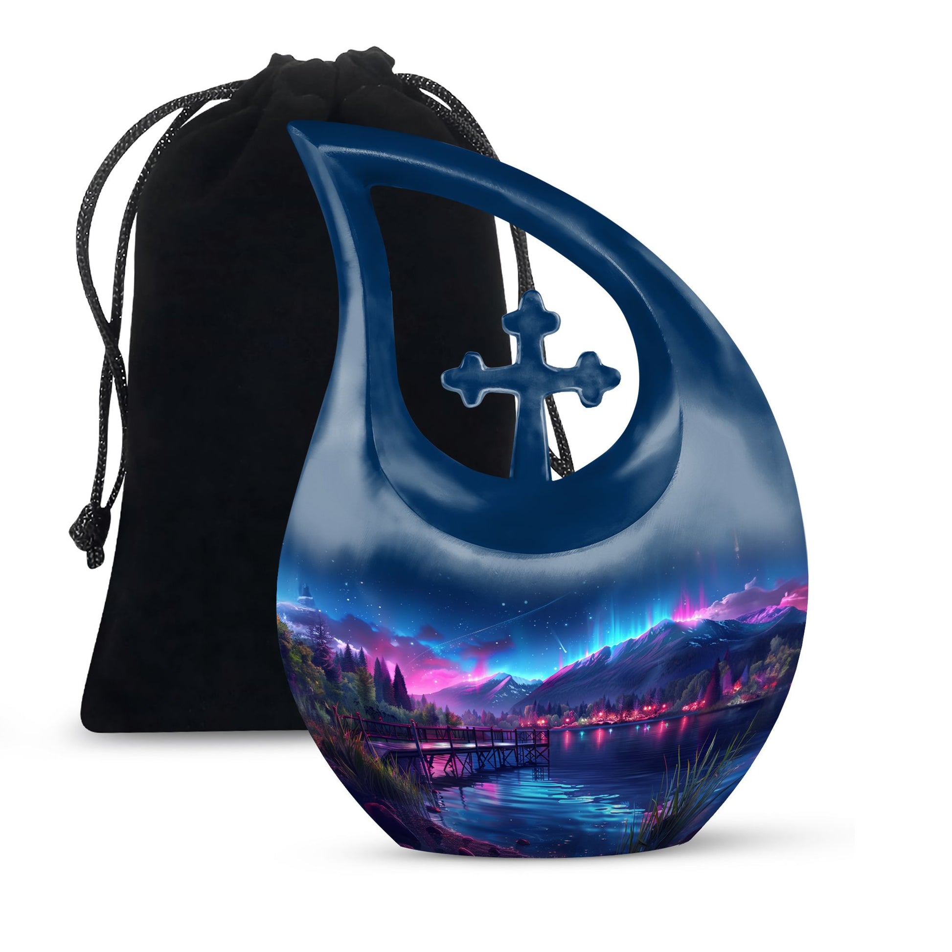 Aurora Borealis Metal Memorial Cremation Urn For Ashes