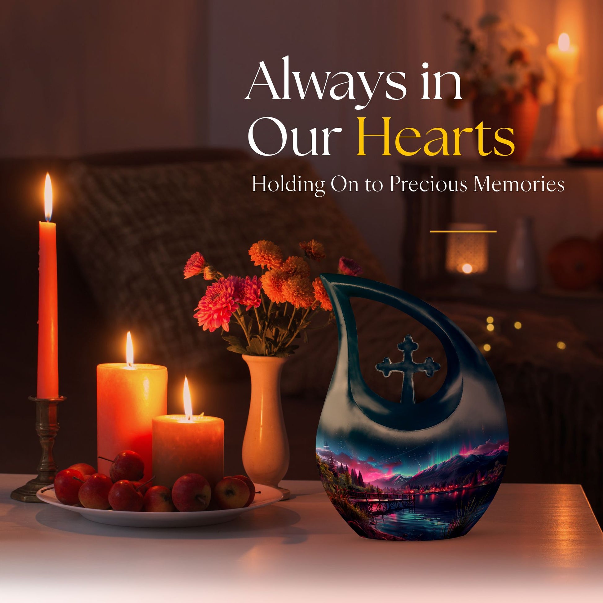 Aurora Borealis Metal Cremation Urn