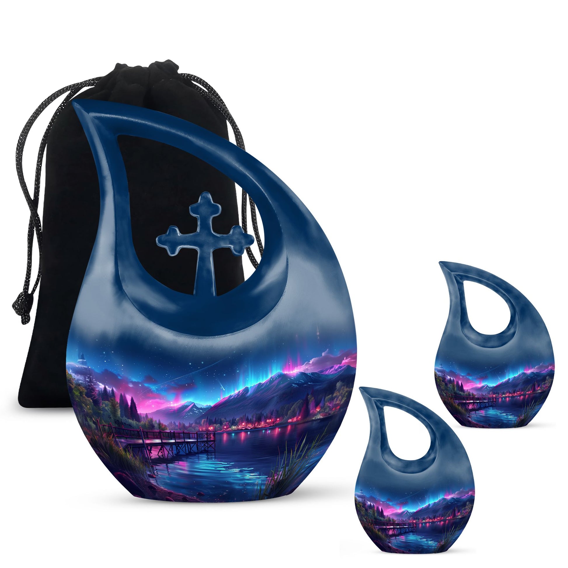 Aurora Borealis Metal Cremation Urn