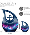 10 inch Aurora Borealis Cross Drop urn