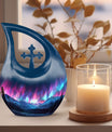 10 inch Aurora Borealis Cross Drop urn