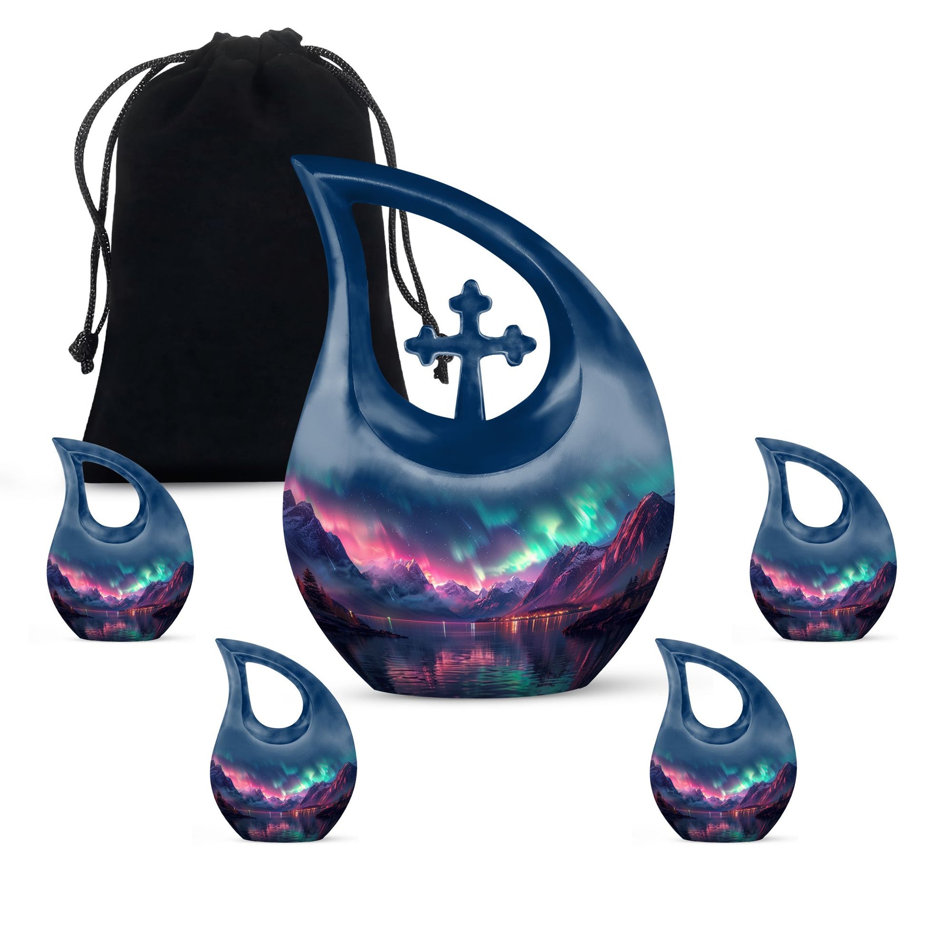 Aurora Borealis Cross Drop urn 