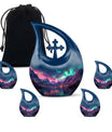 Aurora Borealis Theme Large Urn With 4 Keepsake Urn