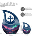 Aurora Borealis Cross Drop urn 