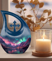 Aurora Borealis Cross Drop urn 