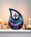 Aurora Borealis Cross Drop urn 