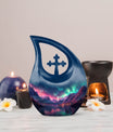 Aurora Borealis Cross Drop urn 