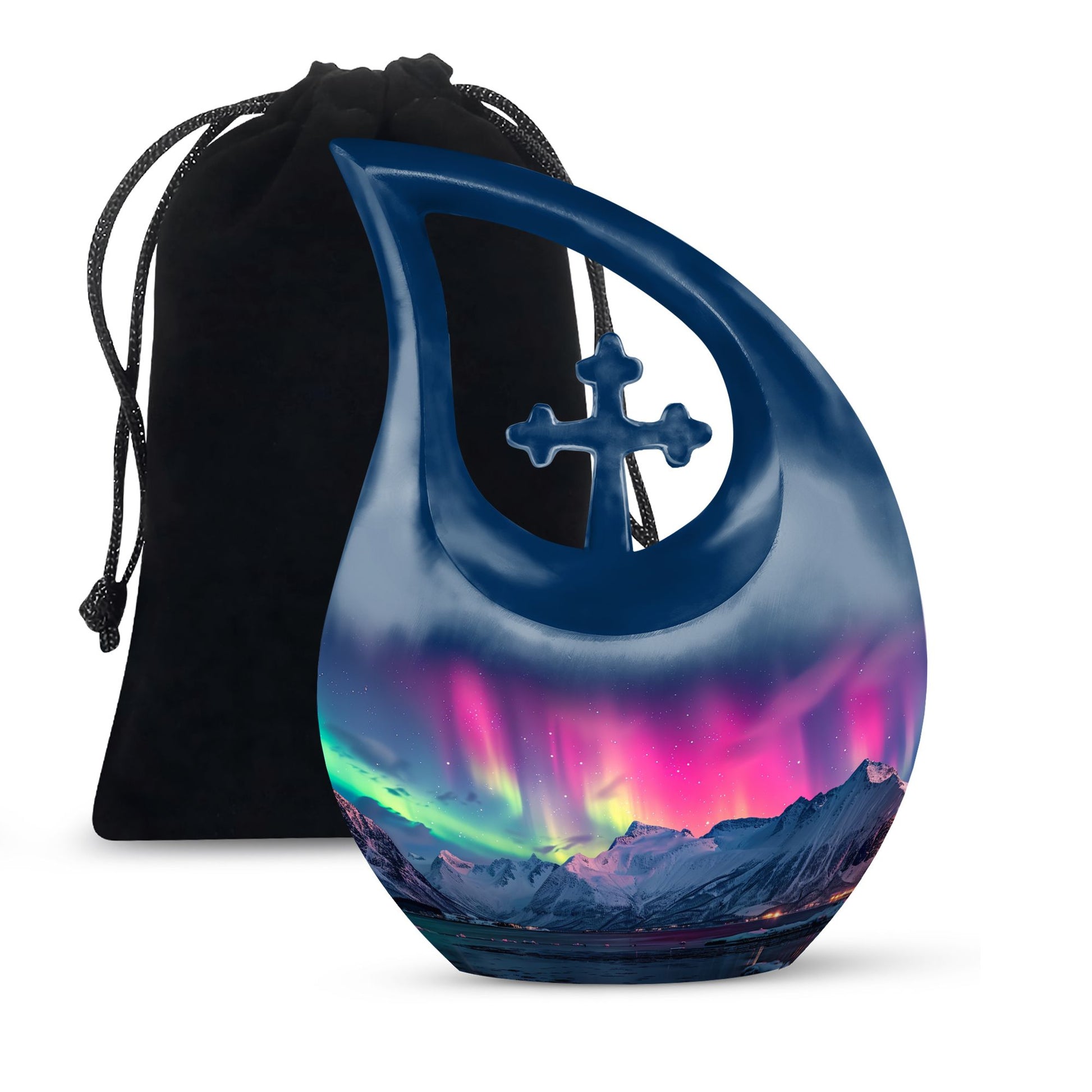 Aurora Borealis Theme Large Urn 10 Inch