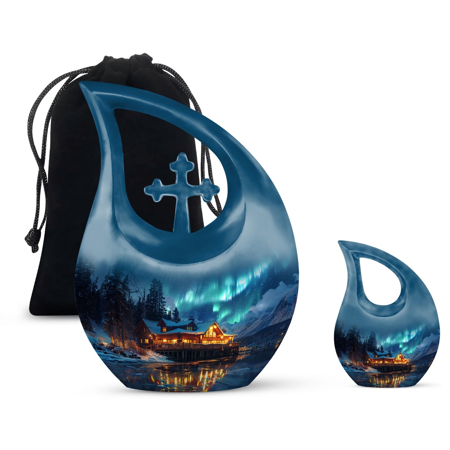 Aurora Borealis Borealis Theme Large Urn With 1 Keepsake Urn