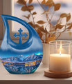 Affordable 10-inch Aurora Borealis Cross Drop Urn