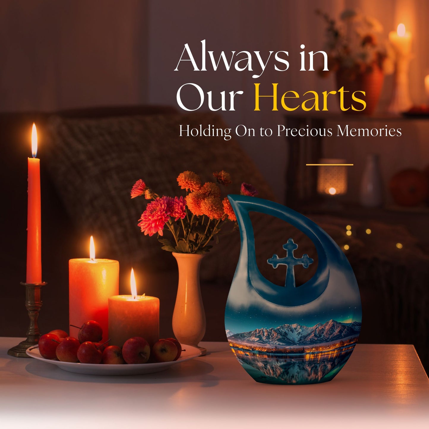 Affordable 10-inch Aurora Borealis Cross Drop Urn