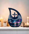  Aurora Borealis Cross Drop memorial urn