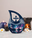  Aurora Borealis Cross Drop memorial urn