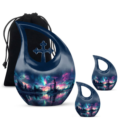  Aurora Borealis Cross Drop memorial urn