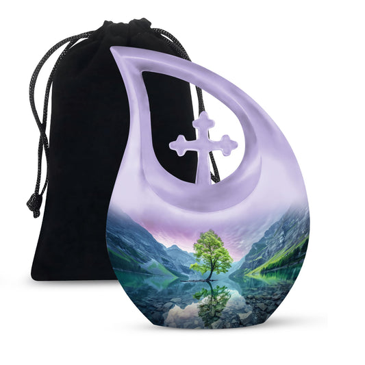 Aurora Borealis cross drop urn