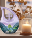 Aurora Borealis cross drop urn