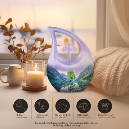 Aurora Borealis cross drop urn