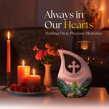 Aurora Borealis cross drop urn