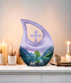 Aurora Borealis cross drop urn