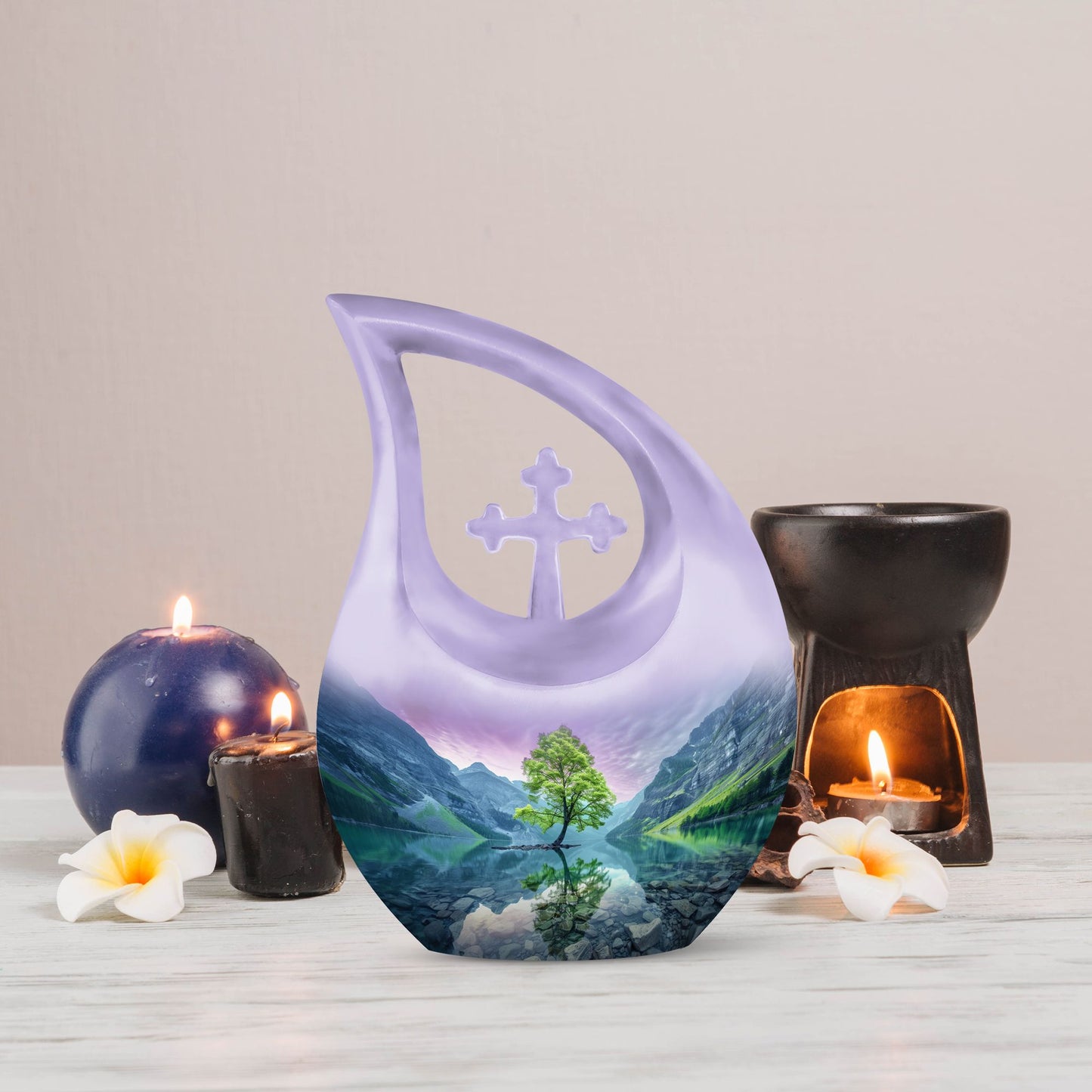 Aurora Borealis cross drop urn