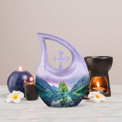 Aurora Borealis cross drop urn