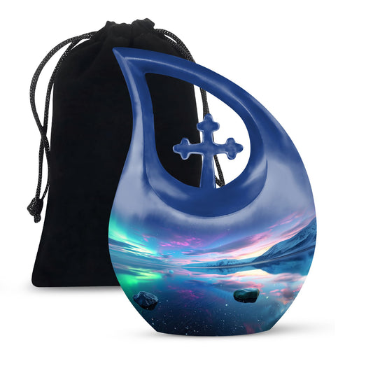  Aurora Borealis cross drop memorial urn