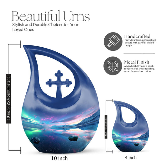  Aurora Borealis cross drop memorial urn