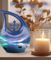  Aurora Borealis cross drop memorial urn